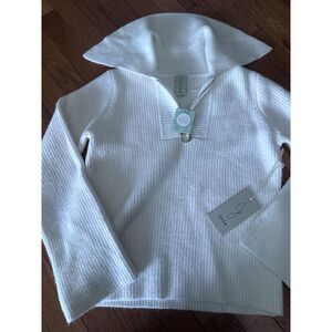 NWT JOIE S Big Collar Zip Pullover Sweater Creamy White
